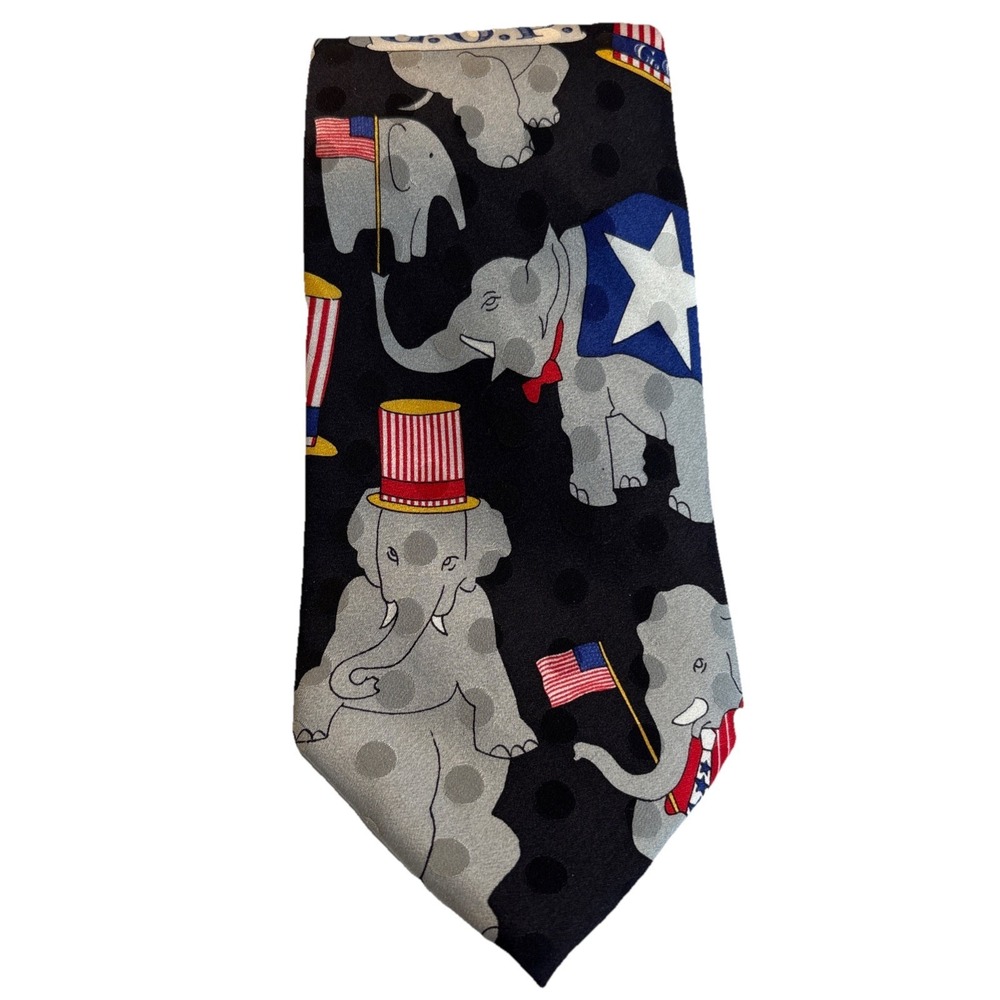 Ties in Disguise Fun GOP Elephants Tie 58" x 4" 100%‎ Silk